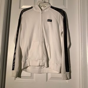 PINK white fishnet hoodie